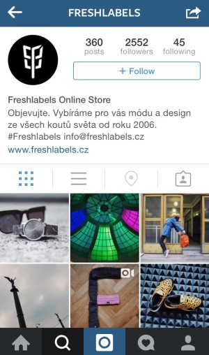 Obchod s oblečením Freshlabels na Instagrame