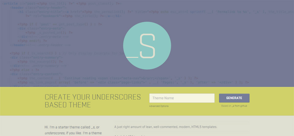 Underscores A Starter Theme for WordPress