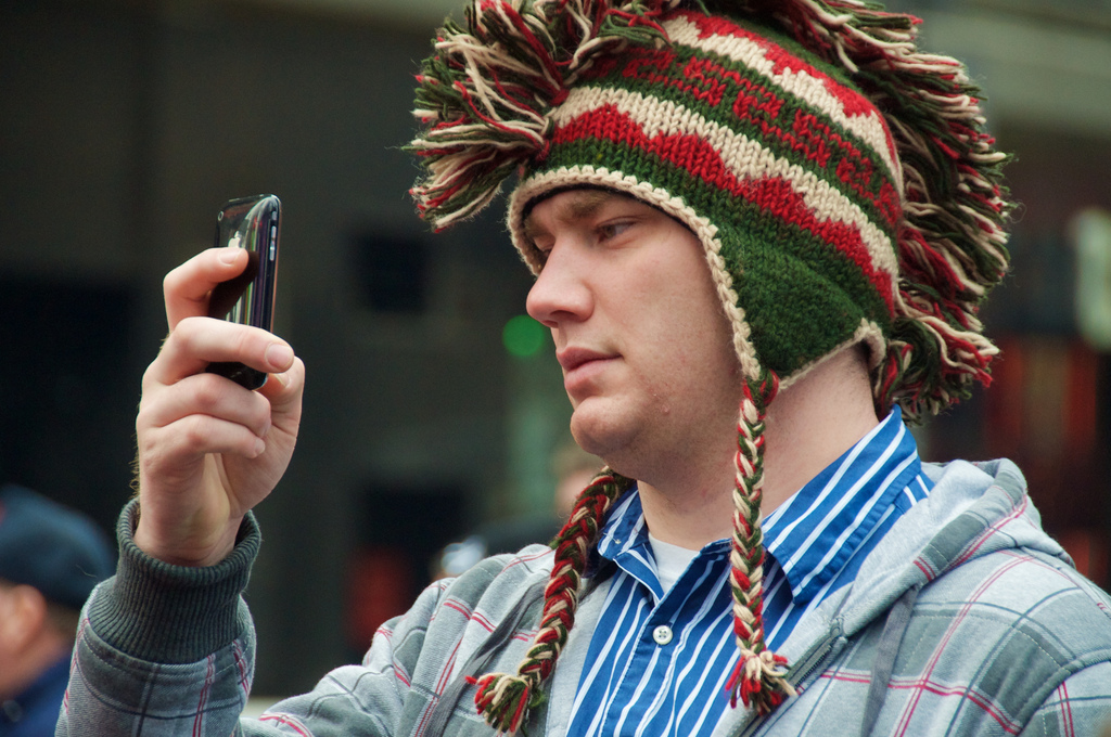 My girlfriend just IM’ed me from home: „I can see you on the TV monitor – would you please take off that stupid hat?“