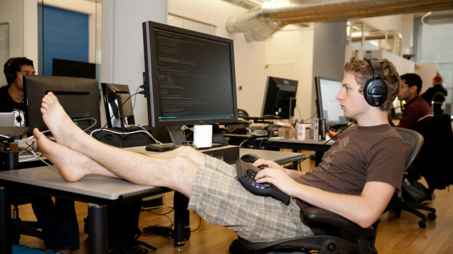 Anders Papitto works comfortably at the MemSQL office in San Francisco.