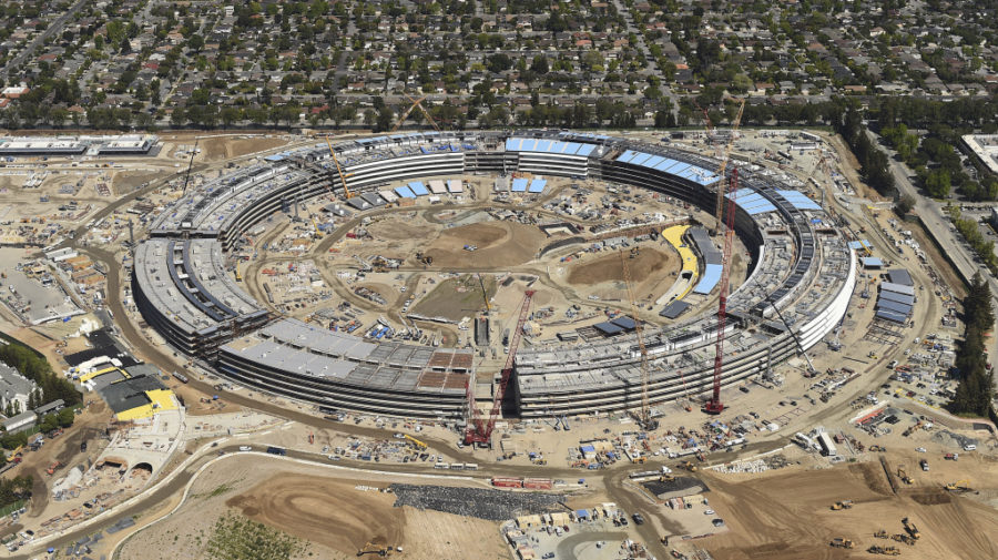 The Apple Campus 2 is seen under construction in Cupertino