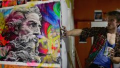 Jozef Stančík maľuje