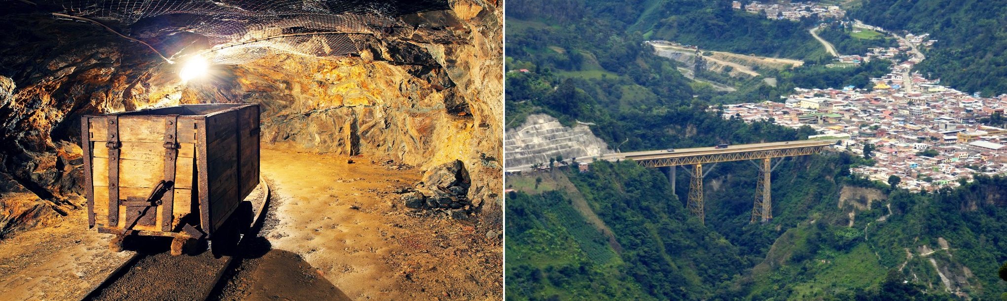 Mining cart in silver gold copper mine