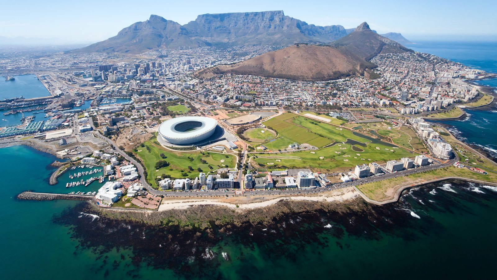 overall aerial view of Cape Town, South Africa