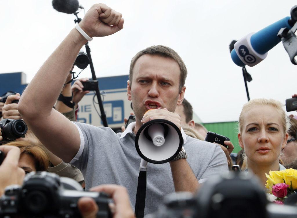 Alexej Navaľnyj na proteste proti ruskej vláde
