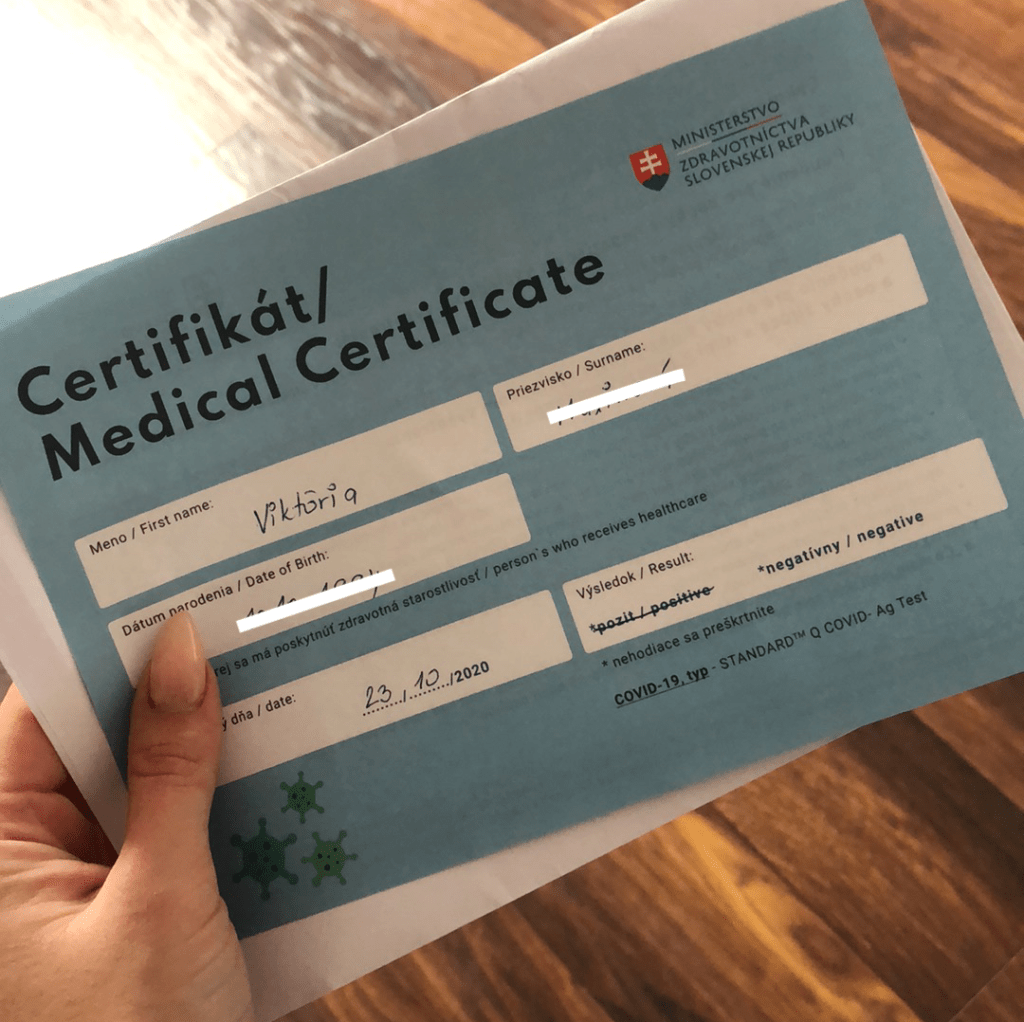 certifikát antigénový test plošné testovanie
