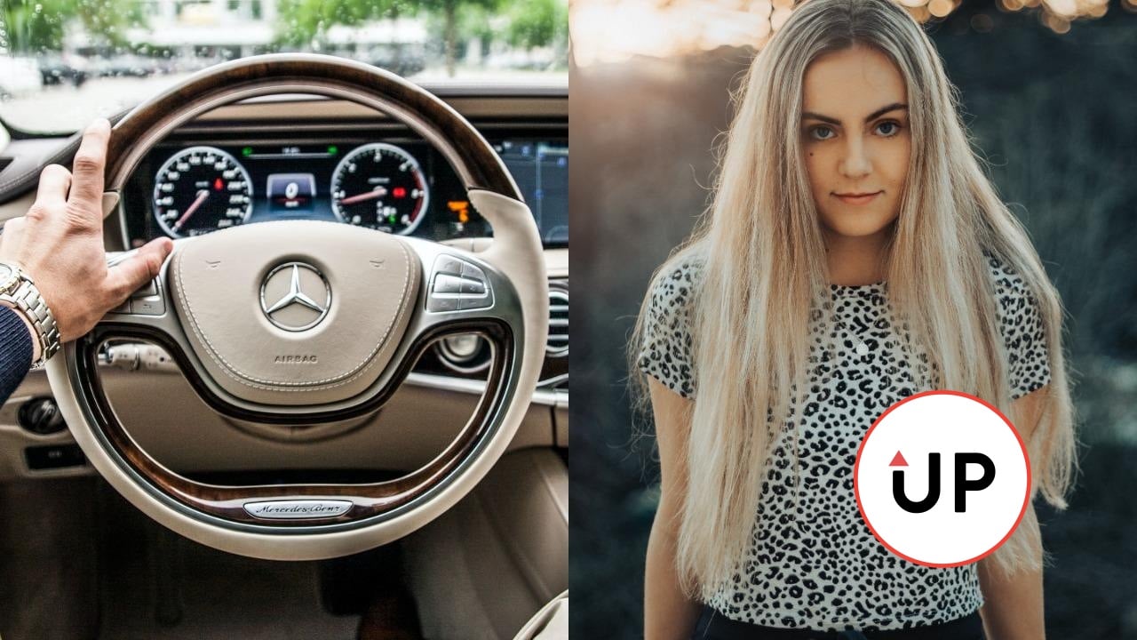 auto, žena, vodič, mercedes