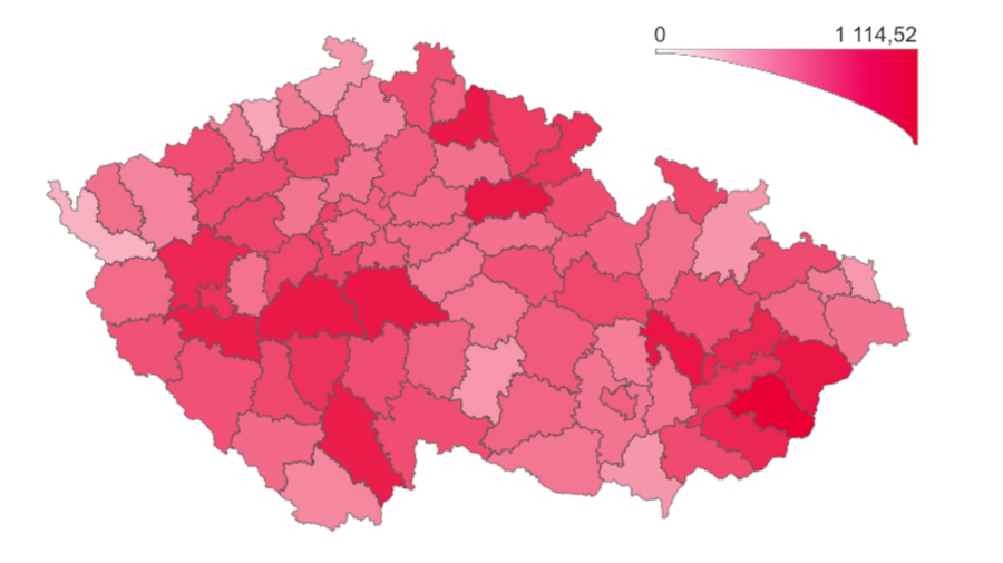 česko koronavírus mapa