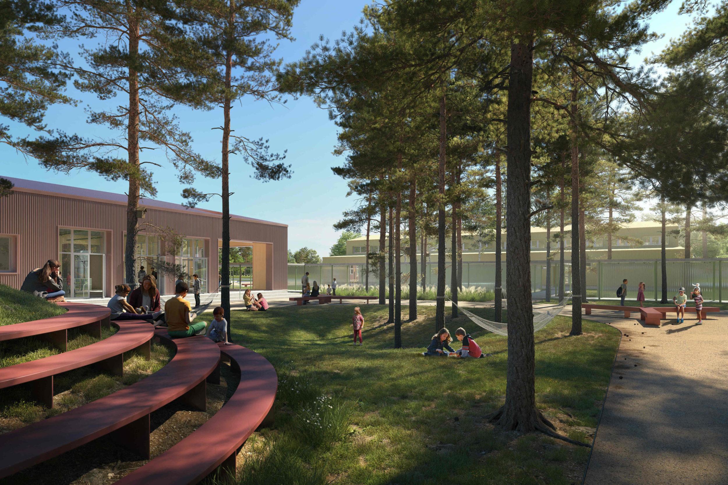 škola budova školstvo architektúra stavba design slovenské školy deti trieda jedáleň park