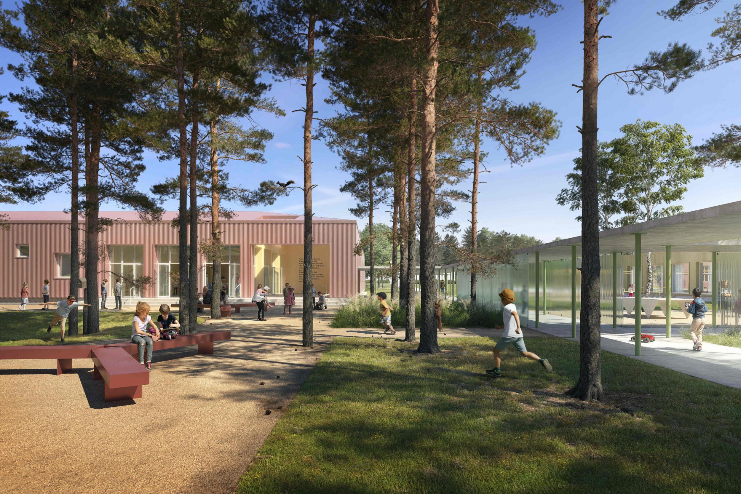 škola budova školstvo architektúra stavba design slovenské školy deti trieda jedáleň park