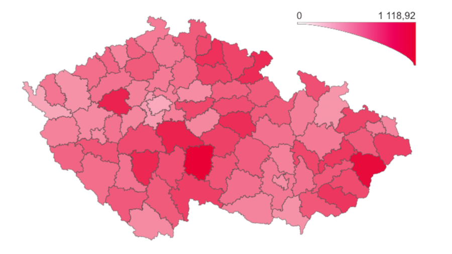 česko koronavírus mapa