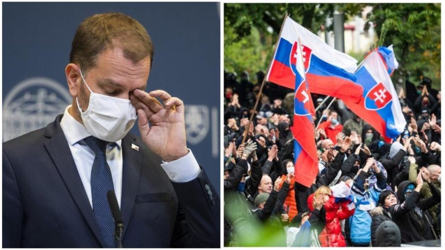 matovič, protest, vlajka, slovensko