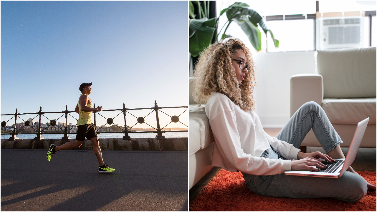 bežec žena za počítačom