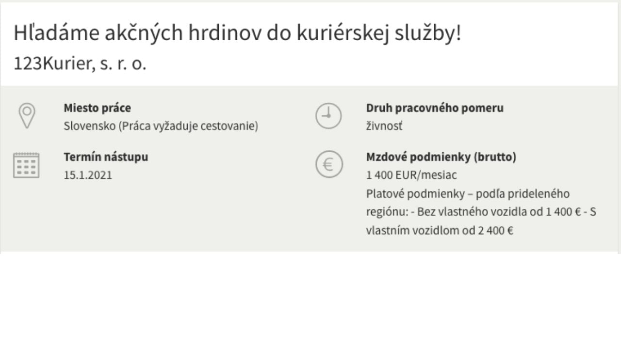 Profesia práca kuriér