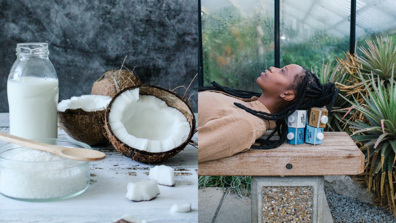 Kokosové mlieko, ležiaca žena