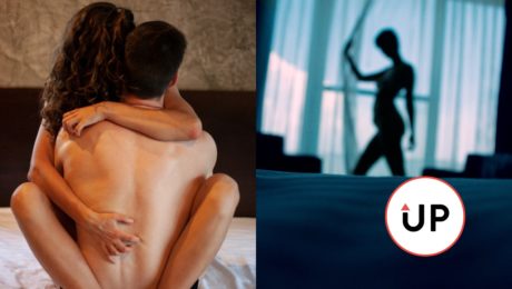 pár v posteli, tieň ženy