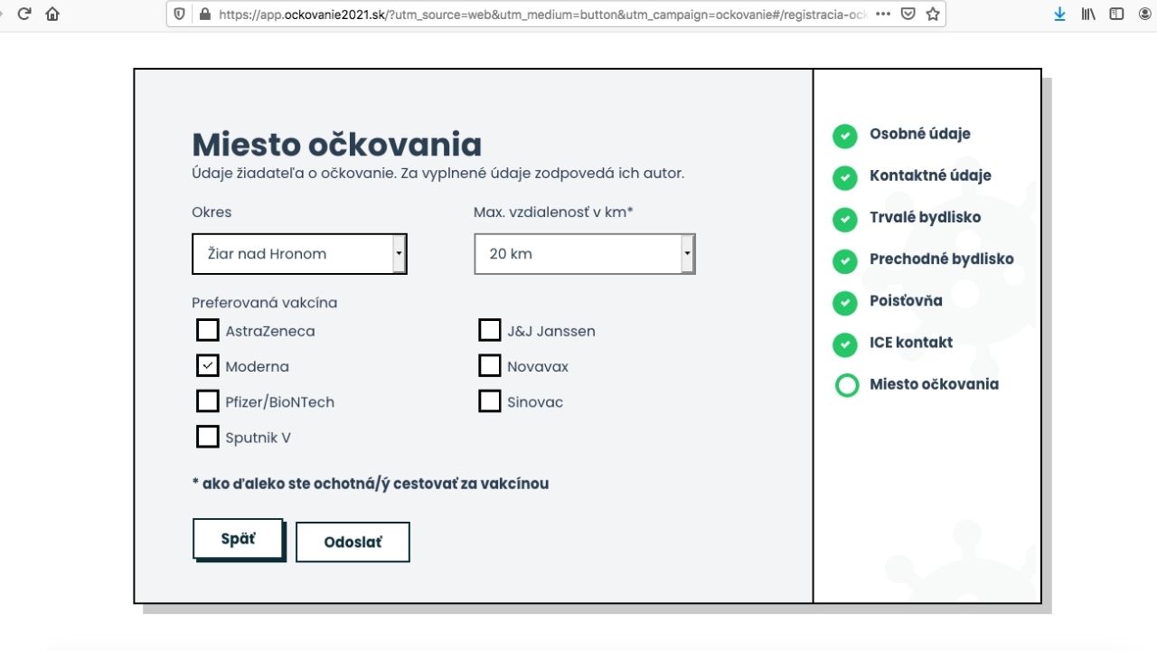 DEMO formulár Očkovanie2021