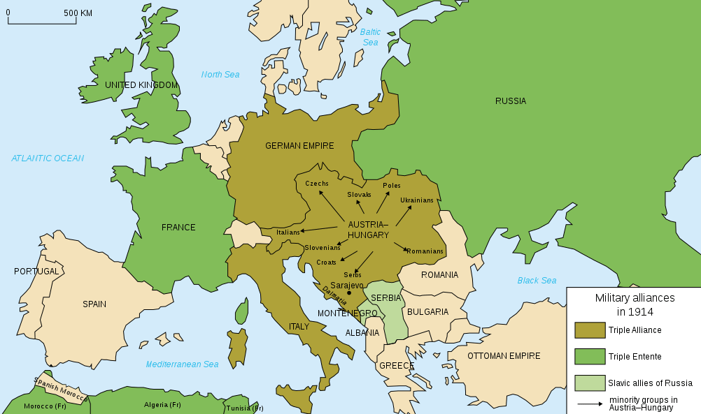 mapa Prvá svetová vojna