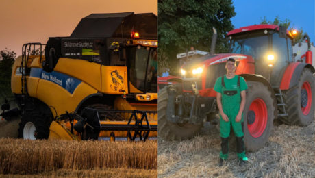 Traktorista pred traktorom, kombajn