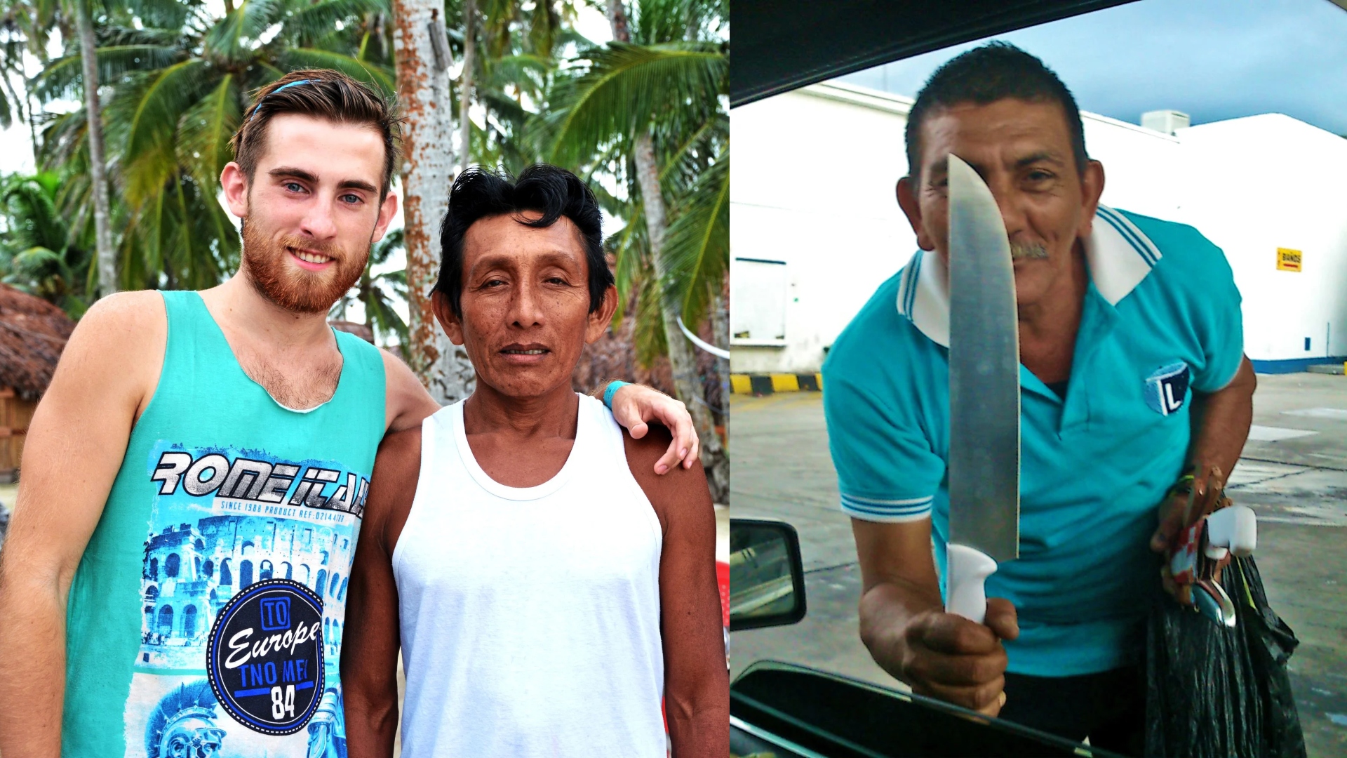 Na snímke je Michal Hertlík a muž s nožom.