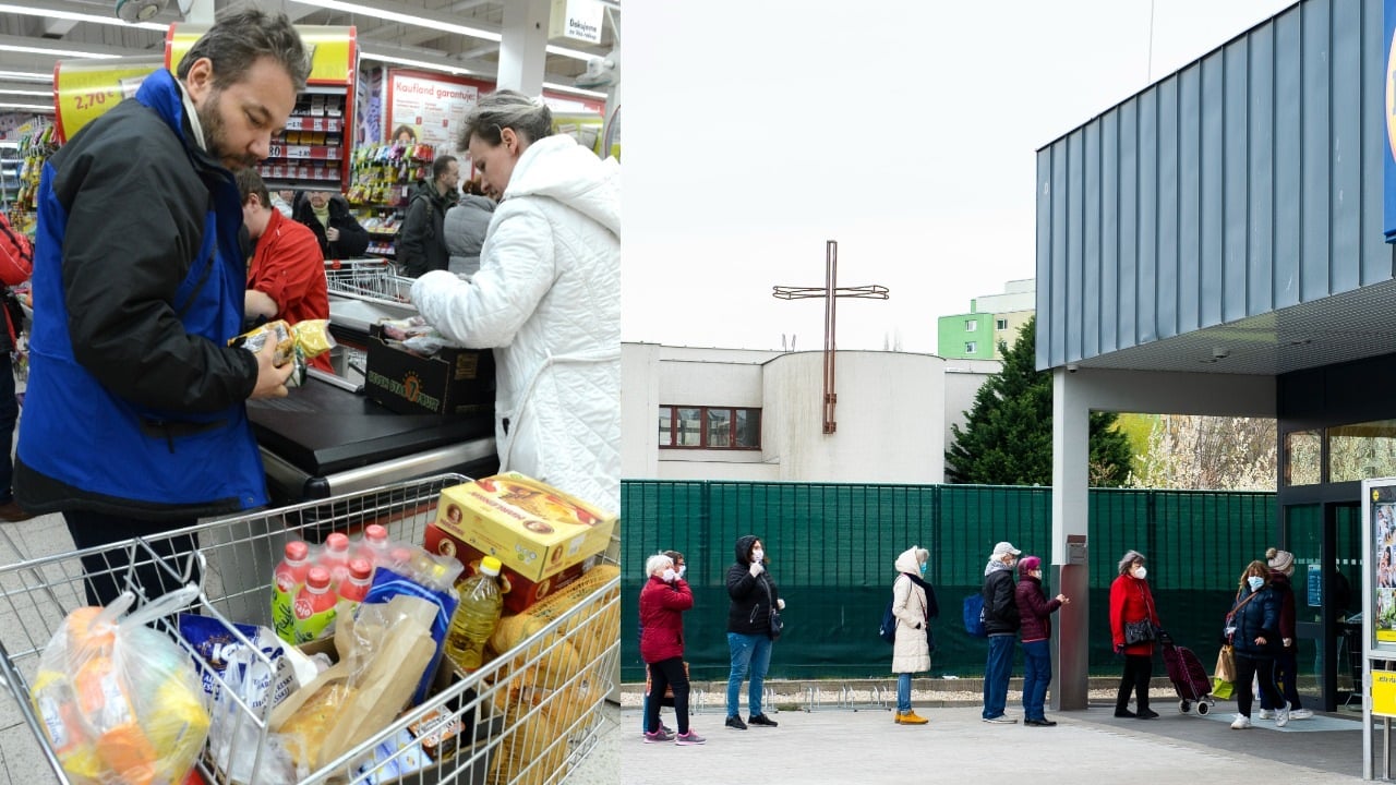 Nákupy v obchodnom centre v Košiciach. Na snímke zákazníci supermarketu Lidl.