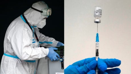 Na snímke je zdravotník počas pandémie covidu.