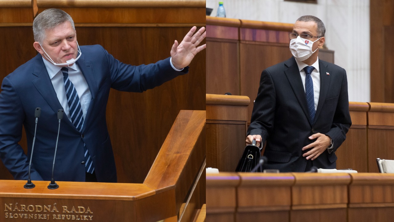 Na snímke poslanec NR SR Robert Fico. Na snímke generálny prokurátor SR Maroš Žilinka.