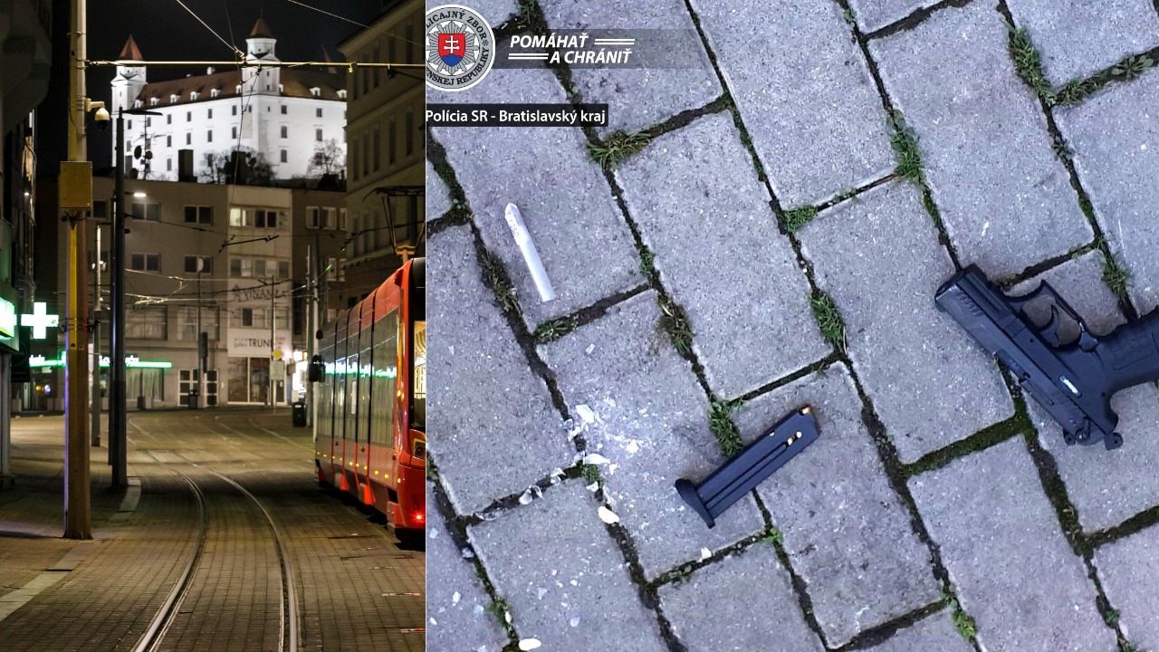 Obchodná ulica Bratislava. Polícia SR – zaostenie zbrane