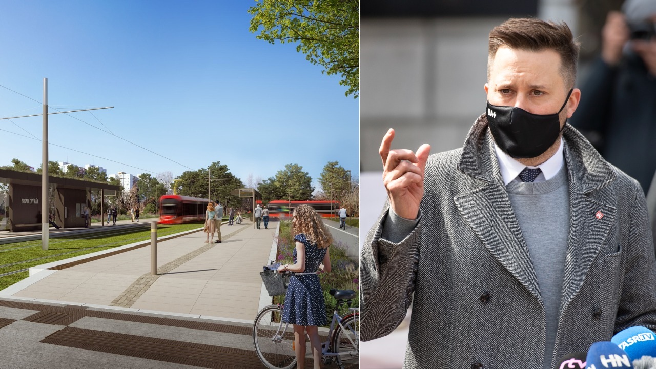 Animačná snímka električkovej trate. Na snímke primátor hlavného mesta SR Bratislava Matúš Vallo