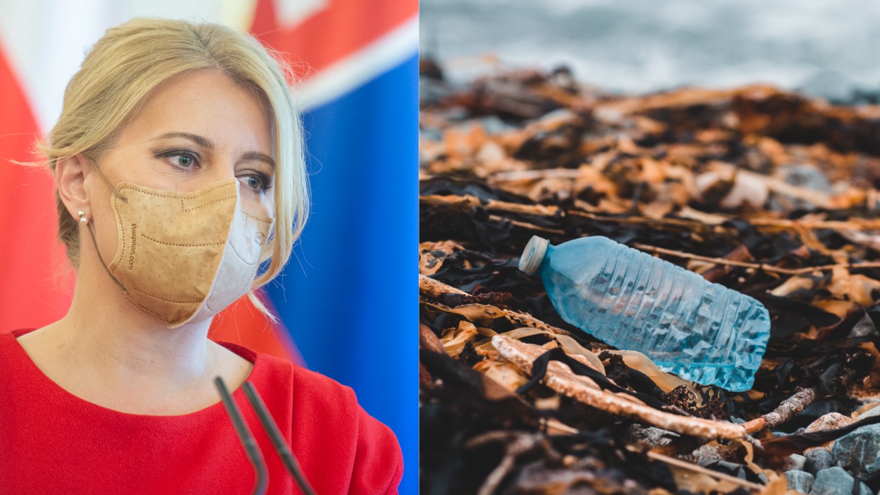 Na snímke prezidentka SR Zuzana Čaputová. Plastová fľaša