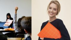 na fotografii učiteľka a žiaci