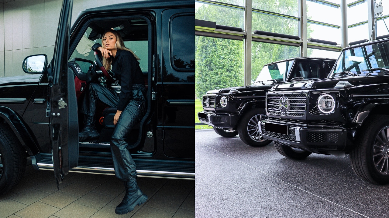 žena mercedes g, auto