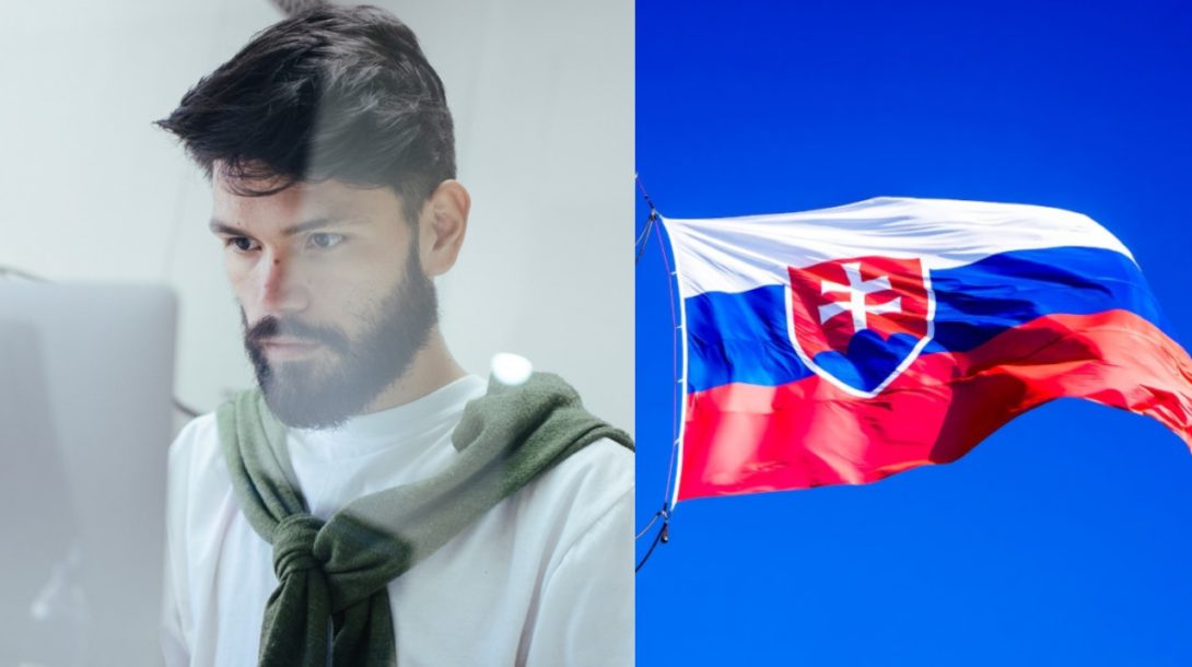 slovensko, vlajka, zastava, muž