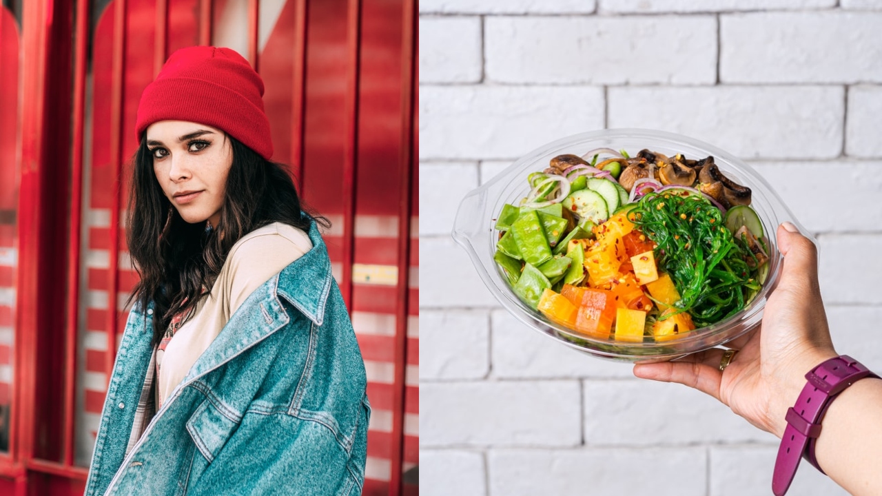 žena, jedlo, ovocie, zelenina