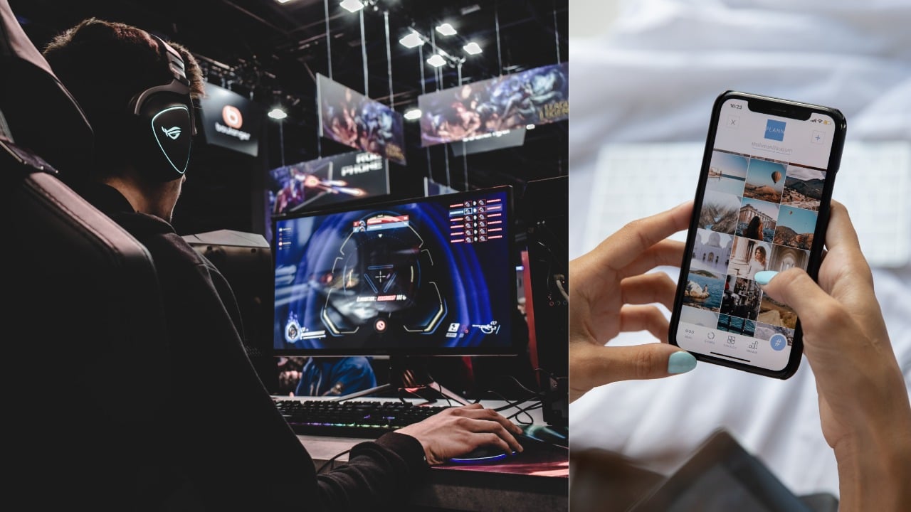 počítač, telefón, hry, hratie