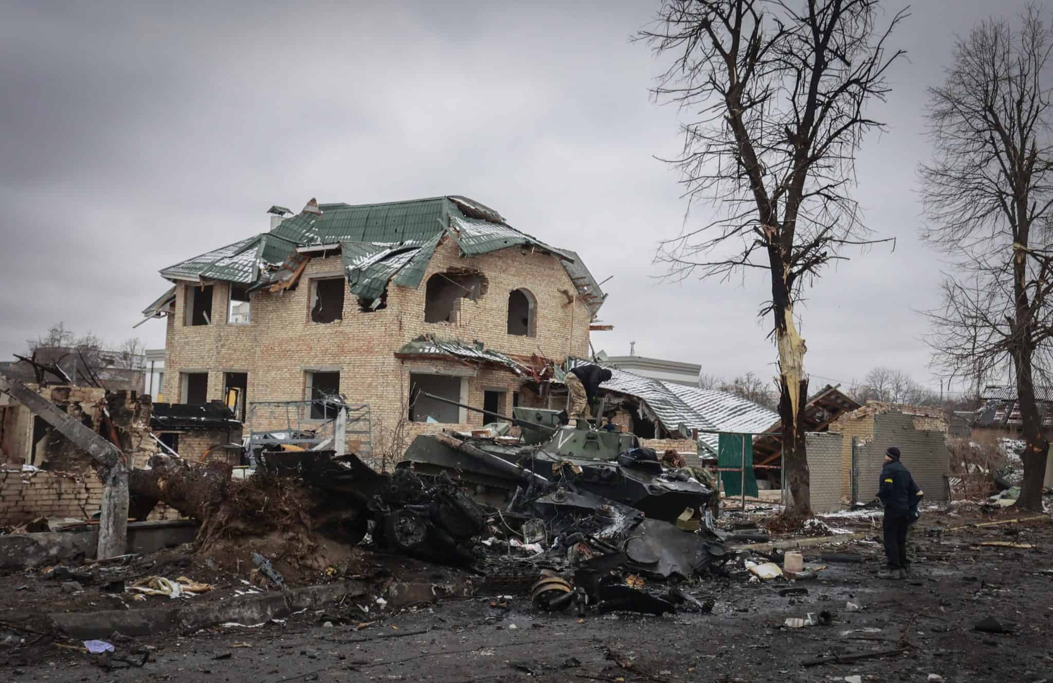 Boje v meste Buča neďaleko Kyjeva