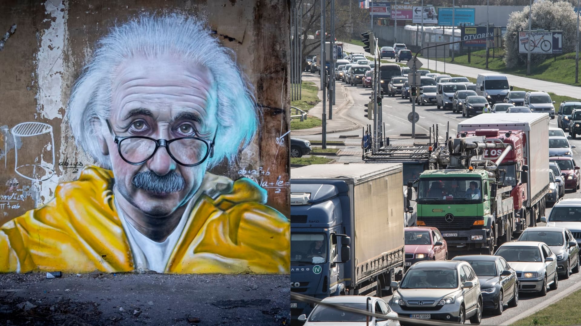 Einstein, dopravná kolóna