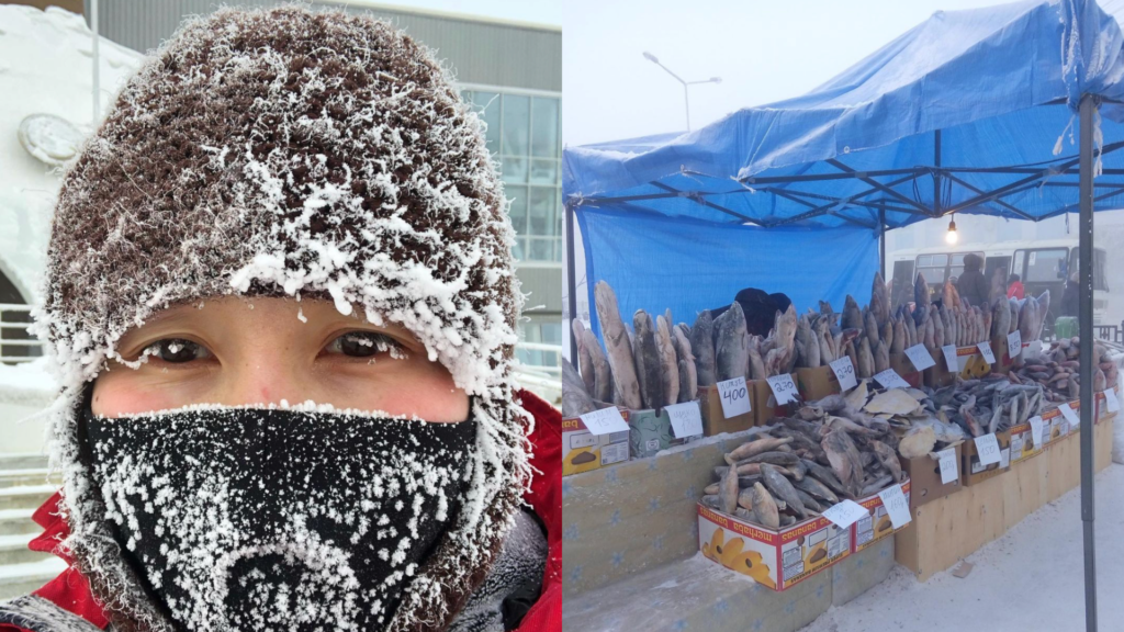 Zmrznutá žena a rybí trh v Jakutsku
