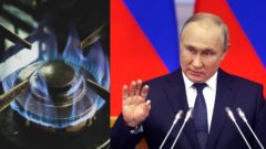 Šporák na zemný plyn, plameň na šporáku a Putin