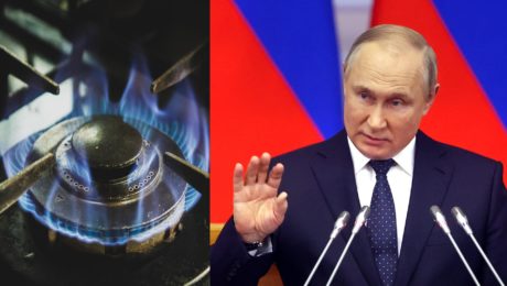 Šporák na zemný plyn, plameň na šporáku a Putin