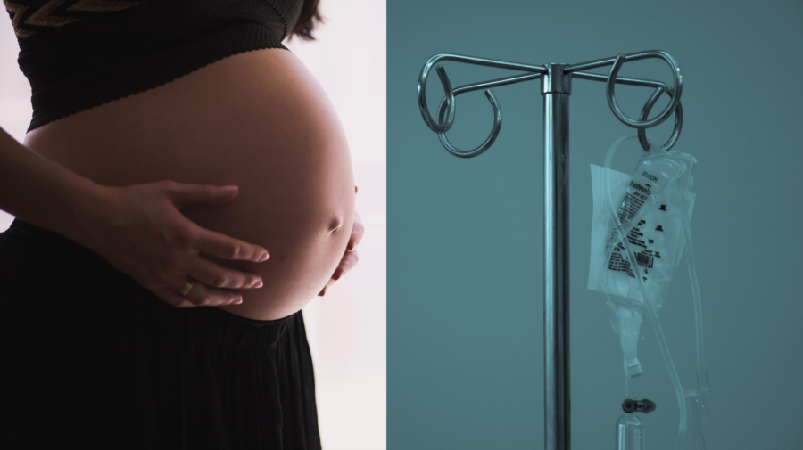 tehotná žena a obrázok z nemocnicne, infúzia