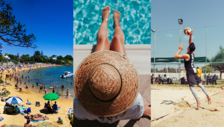 Leto pláž dovolenkujúca žena volejbalista