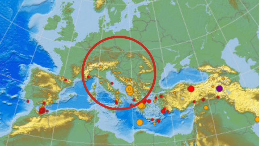 mapa zemetrasení za posledných 48 hodín