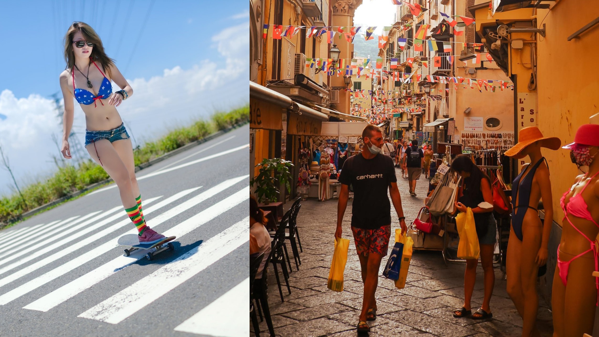 plavky v meste turisti bikiny bikini