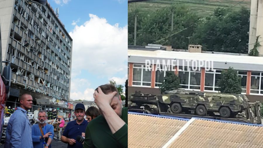 Rakety Točka U a ľudia po útoku na stanicu v meste Vinnycia na Ukrajine