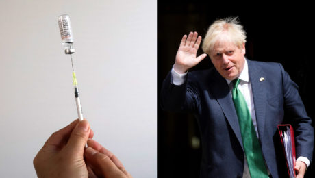 Lekárka, doktorka, sa v Banskej Bystrici pripravuje na podanie vakcíny Novavax proti ochoreniu Covid-19. Britský premiér Boris Johnson v zelenej kravate máva do kamery pre média