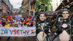 Snímka z pochodu Dúhový Pride za práva sexuálnych menšín v Bratislave