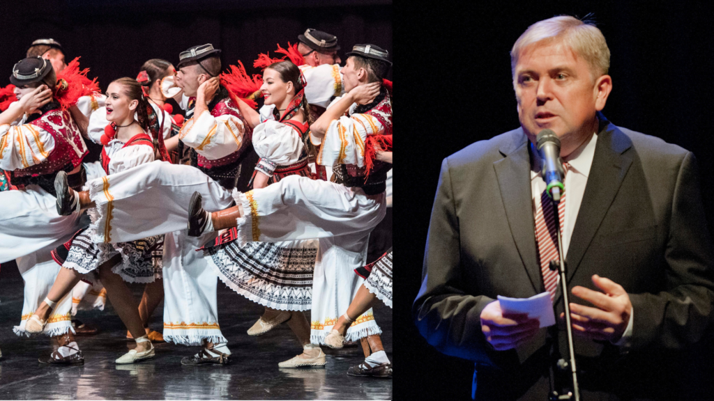 Tanečníci SĽUK-u a Juraj Hamar