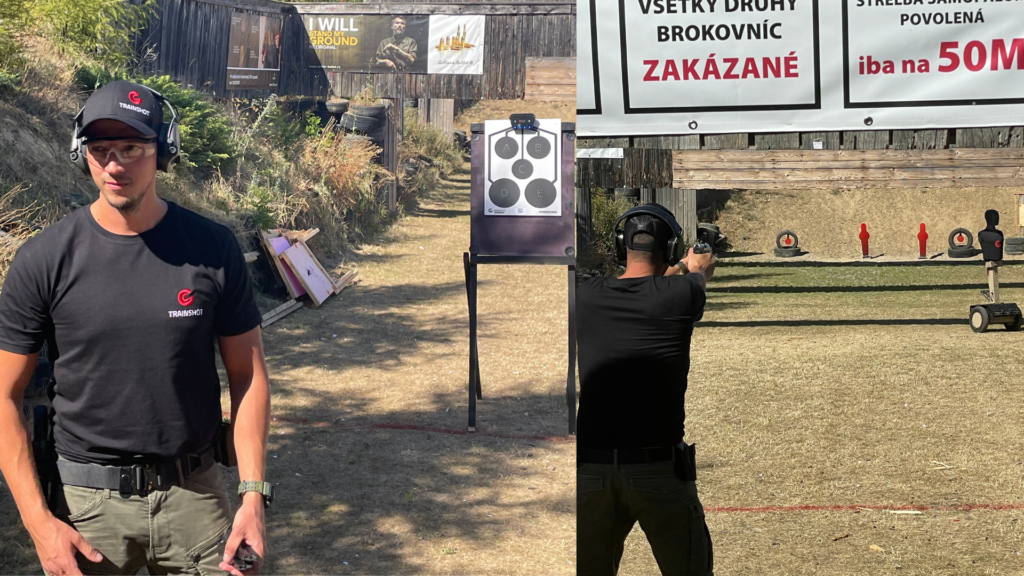 Muž so zbraňou na strelnici
