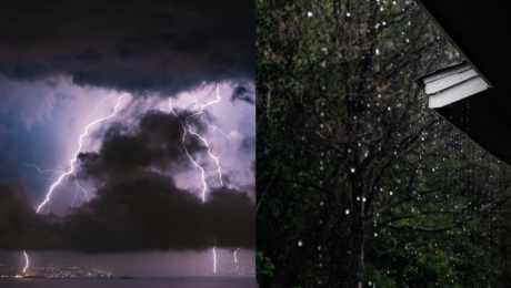 Na snímke sú blesky a dážď